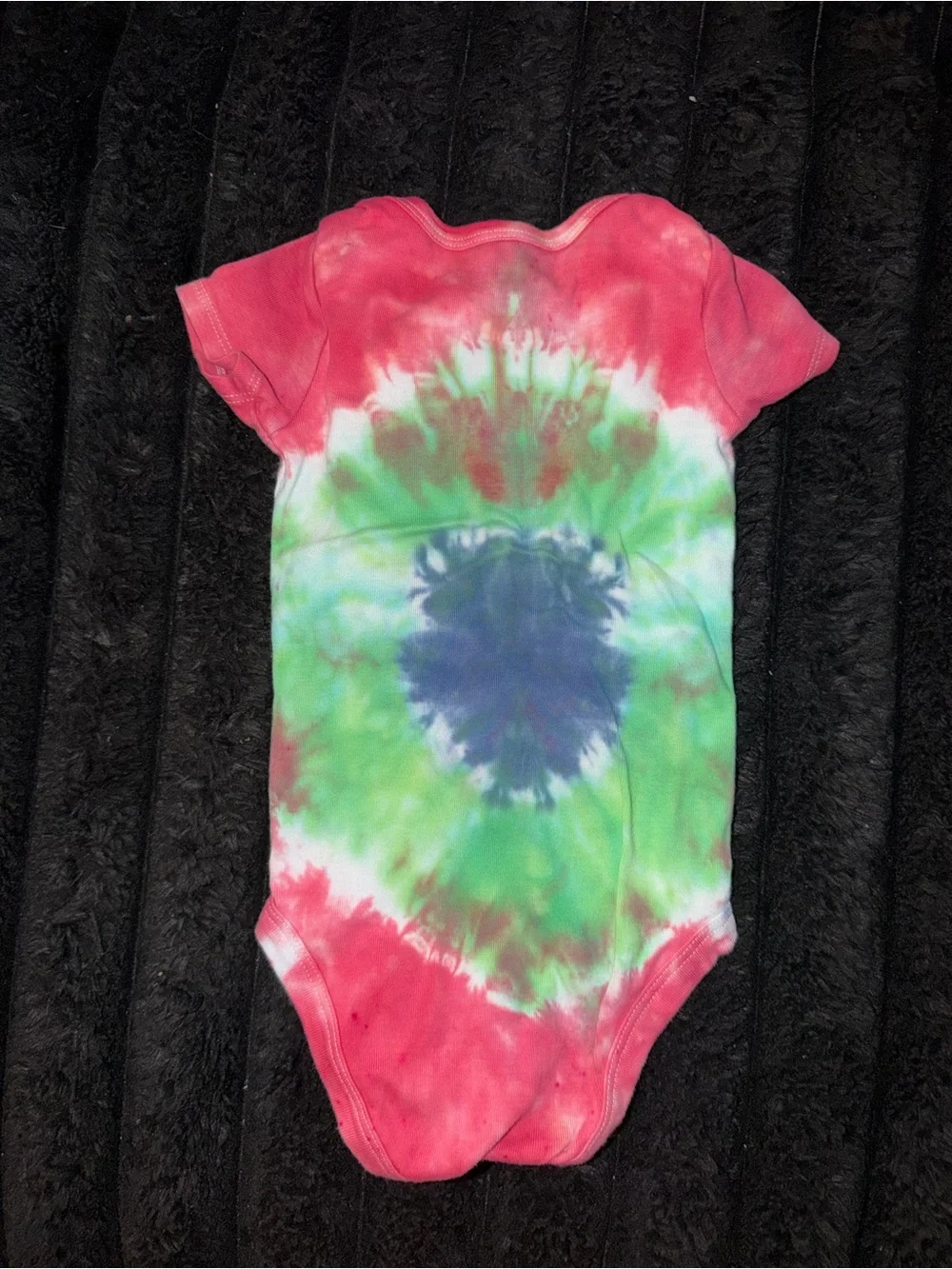 Tie-Dye Short Sleeve Baby One-Piece in Pink, Green & Blue